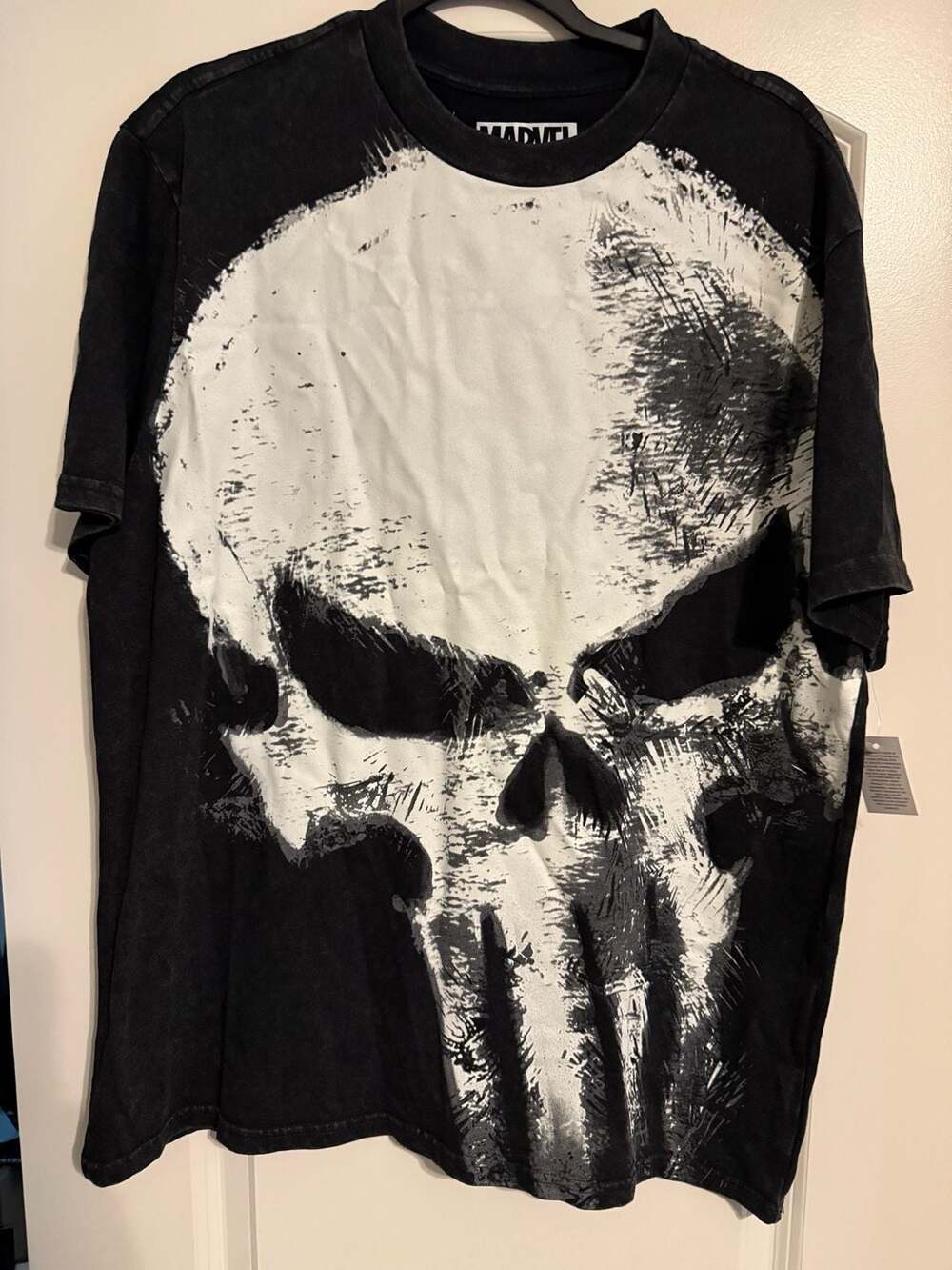 Marvel The Punisher Skull Logo Mineral Wash Black T-Shirt